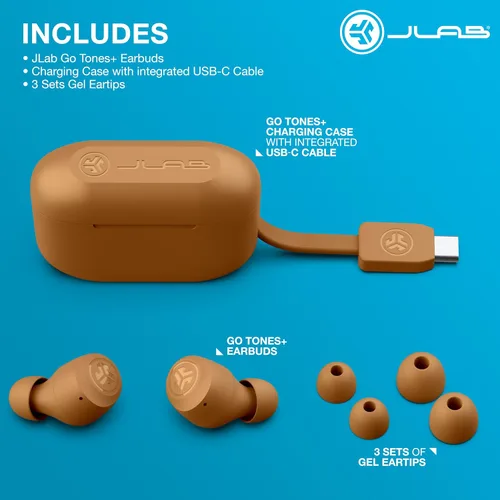 Vista 7 de JLab Go Air Pop+ - Audífonos de conexión dual, sonido EQ3, ámbar-7572W