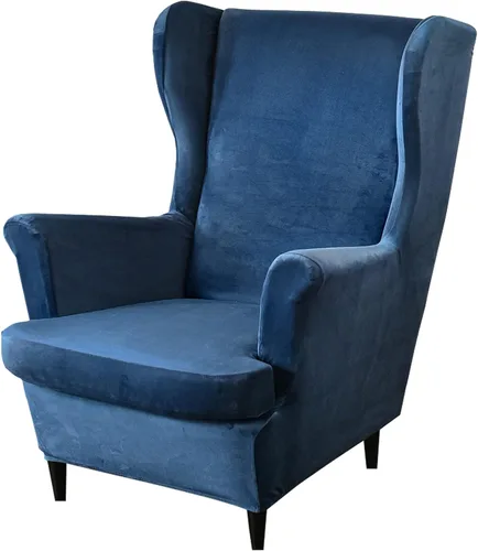 Vista 22 de MIFXIN Wingback - Funda para silla, de terciopelo de 2 piezas, elásticas, con funda de cojín, suave, lavable, protector de muebles para sala