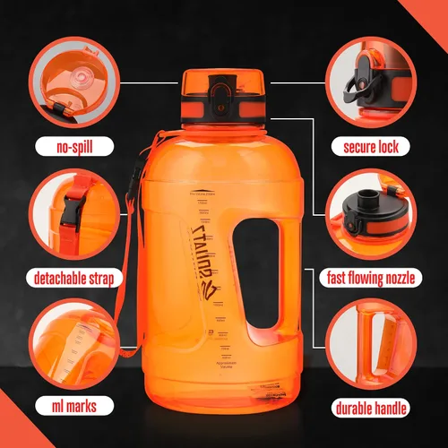 Vista 6 de SQUATZ Poseidon Series - Botella de agua deportiva de 78 onzas – Botella de agua deportiva de gran volumen de boca ancha para gimnasio, con hebilla