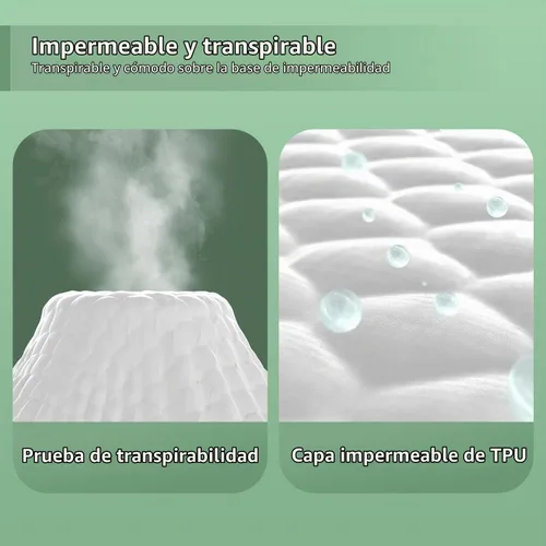 Vista 4 de Protector de colchón impermeable, funda de colchón, suave, transpirable, sin ruido, bolsillo profundo de 6 a 18 pulgadas, color blanco para el hogar