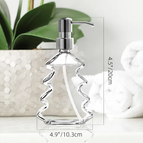 Vista 7 de Dispensador de jabón de vidrio transparente, 2 unidades, dispensador de jabón para platos de manos con bomba para baño, fregadero de cocina