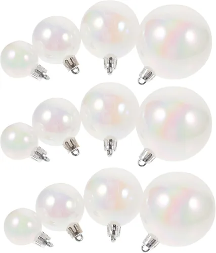 Vista 10 de Garneck Adornos de bolas de Navidad iridiscentes, rellenables, 40 bombillas de Navidad inastillables, bolas decorativas de plástico para decoración