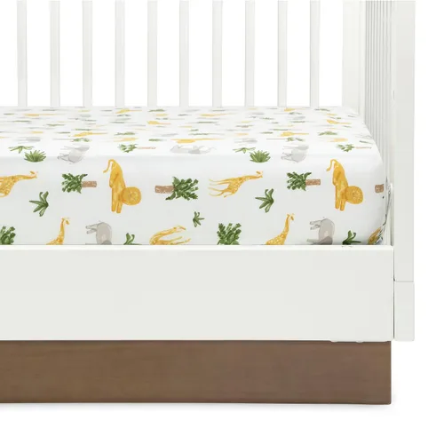 Vista 5 de Delta Children babyGap TrueSleep - Sábanas ajustables para cuna y niños pequeños (paquete de 2 unidades), diseño de amigos de safari (paquete de 2)