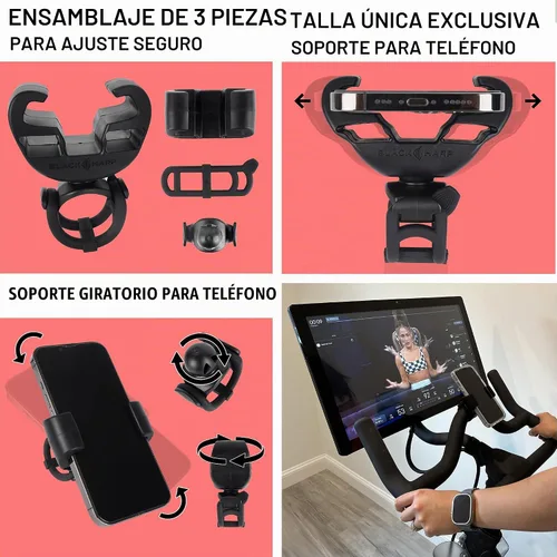 Vista 8 de Soporte de teléfono de silicona mejorado compatible con accesorios de bicicleta Peloton - Soporte para teléfono celular para bicicleta de ejercicio