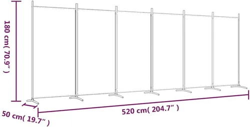 Vista 8 de 6 Panel Folding Room Divider Privacy Screen 204.7x70.9 Black