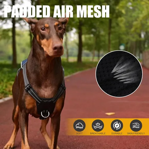 Vista 5 de Mihachi Arnés para perros pequeños, chaleco de servicio sin tirones a prueba de escapes, con tiras reflectantes y asa de control, ajustable
