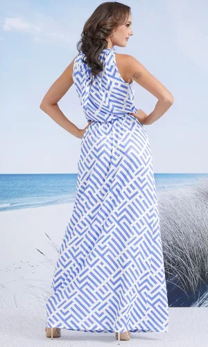 Vista 5 de KOH KOH Vestido largo sexy sin mangas para mujer, formal, con estampado fluido, casual