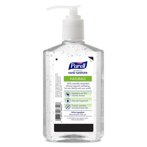 Vista 2 de Purell NATURALS Gel desinfectante de manos avanzado, con acondicionadores para la piel y aceites esenciales, botella de bomba de encimera de 12