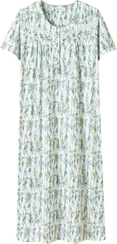 Vista 17 de Keyocean - Camisones para mujer, suaves, 100% algodón, mangas cortas, cómodas, camisolas de dormir para damas Floral azul