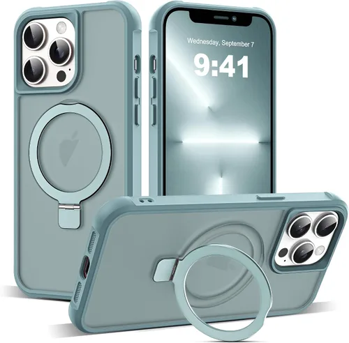 Vista 62 de SKYLMW - Funda compatible con iPhone 11 de 6.1 pulgadas, con soporte magnético invisible tipo anillo, funda translúcida de grado militar, compatible