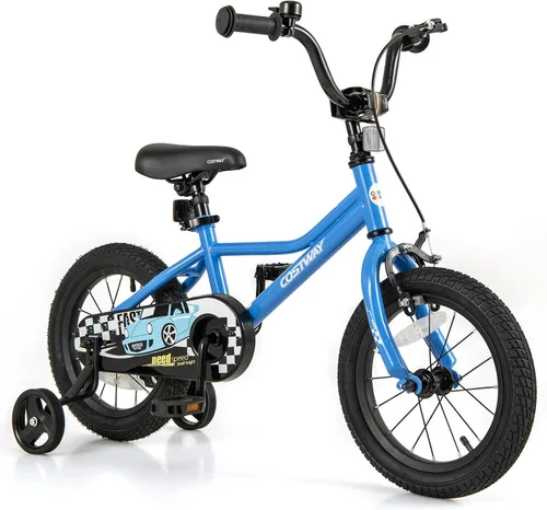 Vista 10 de COSTWAY Bicicleta para niños de 12/14/16/18 pulgadas, bicicleta de entrenamiento para niños y niñas con ruedas de entrenamiento extraíbles