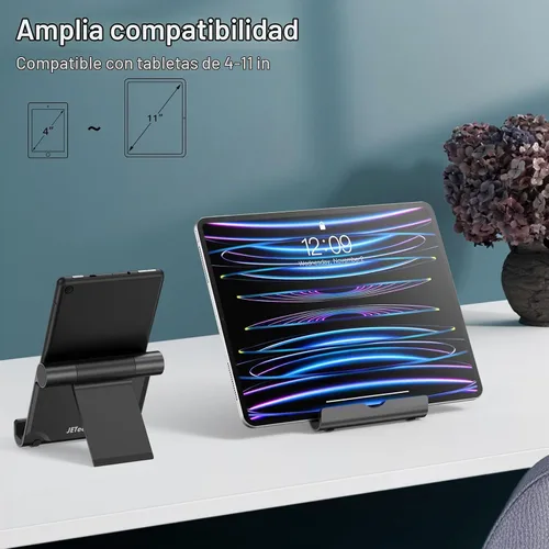 Vista 2 de JETech Soporte para Tablet, Soporte de Escritorio Portátil Ajustable, Base Plegable para iPad/iPad Pro/Air/Mini, Galaxy Tab A8/A7 Lite/A7/S8/S7