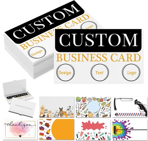 Vista 24 de Tarjetas de visita comerciales personalizadas con logotipo, personalizadas imprimibles de doble cara, tarjetas de visita personalizables 1000 500