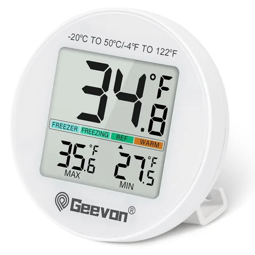 Vista 16 de Geevon Termómetro Digital Pequeño para Refrigerador Paquete de 2, IP65 Impermeable Uso Comercial y Doméstico, Función de Registro Máx/Mín