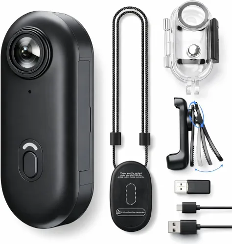 Vista 9 de JETO Mini cámara corporal HD 1080P, cámara portátil, clip giratorio de 360° y clip magnético, gran angular de 150°, 32G, funda impermeable