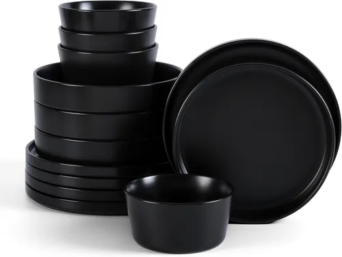Vista 11 de Stone Lain Celina - Juego de vajilla de cerámica de 16 piezas, cuencos para cereales y cena, color gris