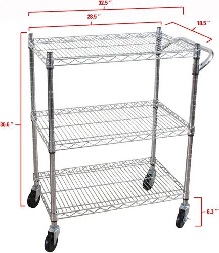 Vista 6 de Oceanstar Carrito multiusos resistente de 3 niveles, cromado