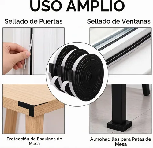 Vista 5 de Jucoan Cinta aislante de espuma de 49 pies, cinta de sellado de espuma autoadhesiva de 1 pulgada de ancho x 1/2 pulgada de grosor, tira de sellado