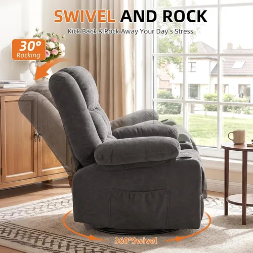 Vista 11 de MAHOMICO Silla reclinable Rocker con masaje y calor