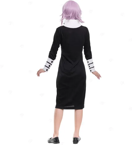Vista 3 de Black Knee-High Dress Cosplay Costume for Women Girls Men Adult Anime Outfit Halloween Cos