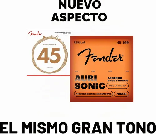 Vista 4 de Fender Cuerdas para bajo acústico 7060, bronce fosforoso .045-.100