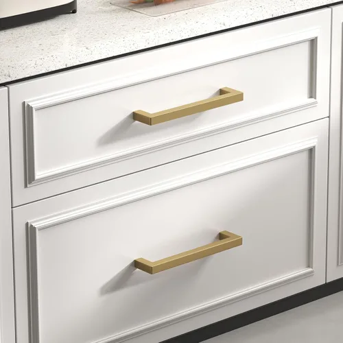 Vista 3 de Goldenwarm Paquete de 10 manijas cuadradas de bronce champán de 3 pulgadas (2.992 in) para armarios de cocina, armarios, aparadores y accesorios