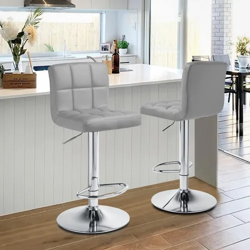 Vista 2 de MoNiBloom Taburetes de Bar Modernos de Cuero PU Ajustables Giratorios con Reposapiés y Respaldo, Taburetes de Bar de Mostrador de Cocina sin Brazos