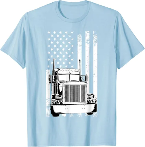Vista 96 de Camión conductor bandera americana camionero vintage hombres mujeres regalo camiseta
