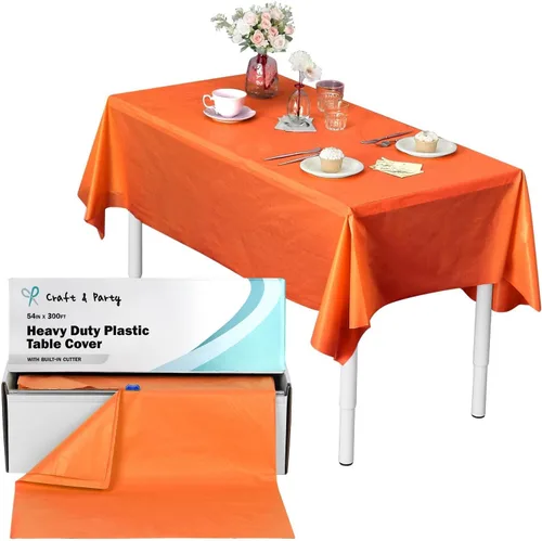 Vista 65 de Rollo de plástico para cubierta de mesa color verde manzana, 40 pulgadas x 100 pies, rollo de plástico resistente para cubierta de mesa de banquetes
