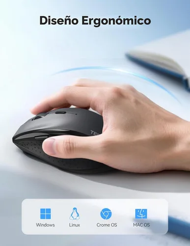 Vista 5 de TECKNET Ratón recargable, ratones silenciosos ergonómicos de 2.4 GHz con 6 Gris