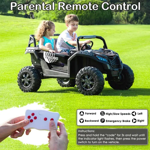 Vista 5 de NEWQIDA Juguetes de paseo XXXL de 24 V para niños grandes, UTV de 2 plazas con control remoto, 4WD todoterreno lado a lado, máximo 220 libras