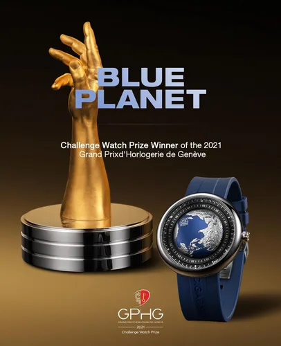 Vista 2 de CIGA Design Reloj mecánico automático Blue Planet Serie U de acero inoxidable, titanio, cerámica, caja de zafiro fluoruro y cerámica para hombres
