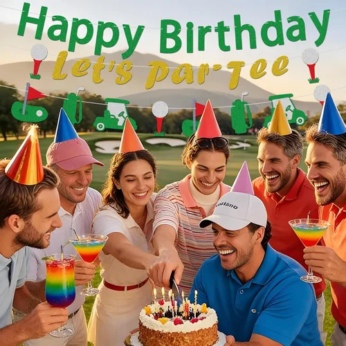 Vista 4 de Cartel de cumpleaños de decoración de golf, suministros de decoración de fiesta temática de golf, decoración de fiesta temática de cumpleaños