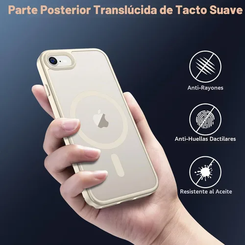 Vista 6 de Funda magnética SUPFINE para iPhone SE 2022 (3ª)/2020 (2ª), iPhone 8 Con protector de pantalla, mate translúcido, compatible con MagSafe, grado