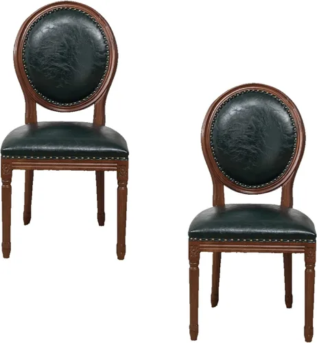 Vista 15 de Juego de sillas de comedor de madera 1/2/4, sillas de cocina tapizadas con asiento de cuero, silla de comedor rústica, silla lateral sin brazos