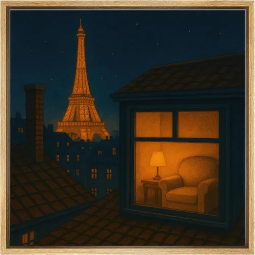 Vista 11 de SIGNWIN Lienzo enmarcado para pared, diseño retro de cielo azul y nube, paisaje, naturaleza, ilustraciones de área silvestre, bellas artes, casa