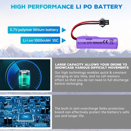 Vista 5 de 5 unidades 3.7 V 1000 mAh Lipo batería con cargador 5 en 1 RC Toy Car Battery SM-2P Plug para TB202 TB201 TM201 TM202 TC141 DE35 DE38 DE40 DE50 RC