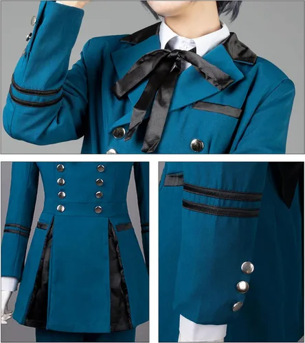 Vista 5 de Cosfun Disfraz de cosplay de anime, traje de uniforme azul para Halloween mp003218