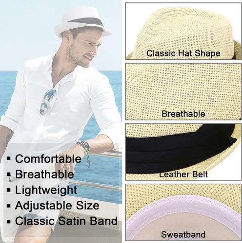 Vista 3 de Simplicity Fedora for Men Women Unisex Men's Women's Classic Manhattan Structured Gangster Trilby Fedora Hat