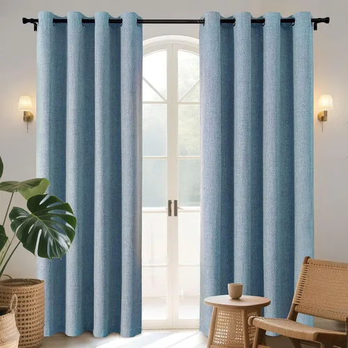 Vista 28 de Joydeco Cortinas opacas de 84 pulgadas de largo, 2 paneles burg, cortinas de oscurecimiento de habitación para dormitorio, cortinas térmicas Negro