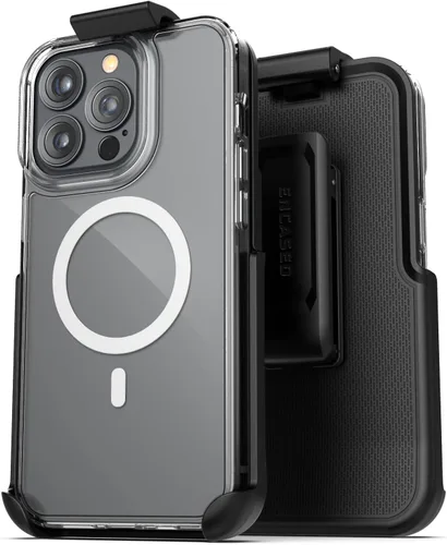 Vista 10 de Encased Funda para cinturón diseñada para iPhone 13 PRO MAX funda transparente con clip de funda (funda transparente con soporte para teléfono)