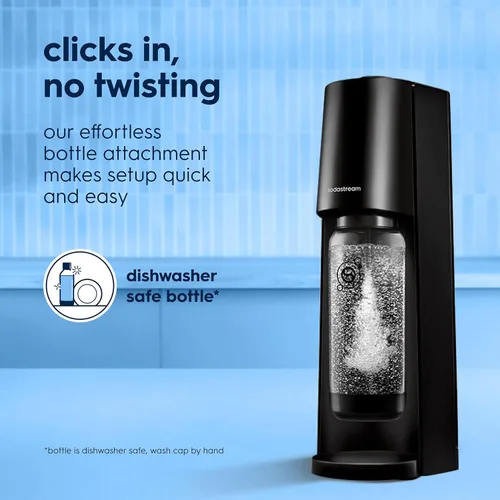 Vista 4 de Sodastream Classic Kit de máquina de refrescos y agua con gas (negro) con recipiente de CO2 de 60 L y botella de carbonatación