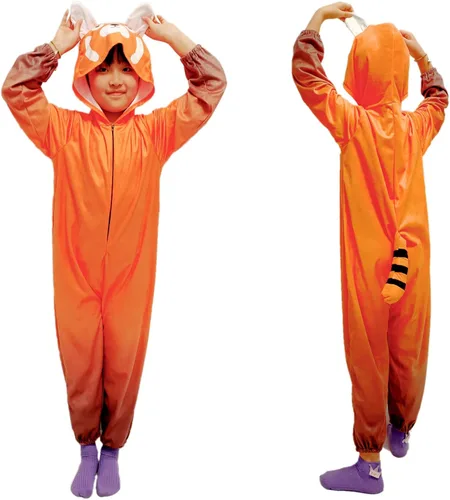 Vista 6 de Disfraz de Panda Rojo de Mei para niñas, disfraz de Panda Meilin para Halloween, disfraz de panda