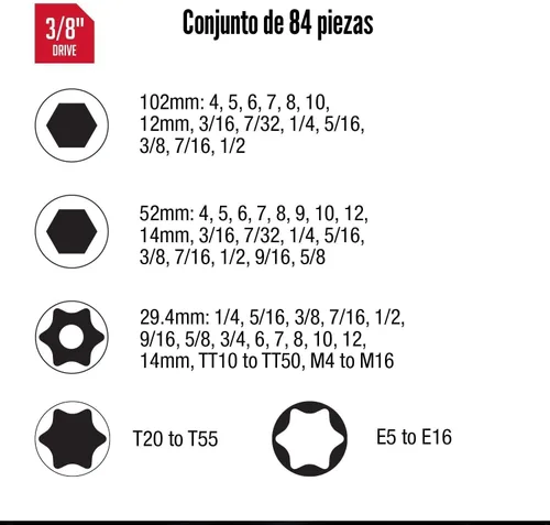Vista 2 de Sunex 3569 Dr. Master - Juego de llaves de impacto (84 piezas)