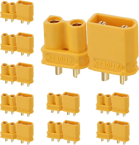 Vista 15 de ELFCULB 10 pares de conectores Amass XT30PW, conectores macho hembra XT30 para robot mini UAV (amarillo)