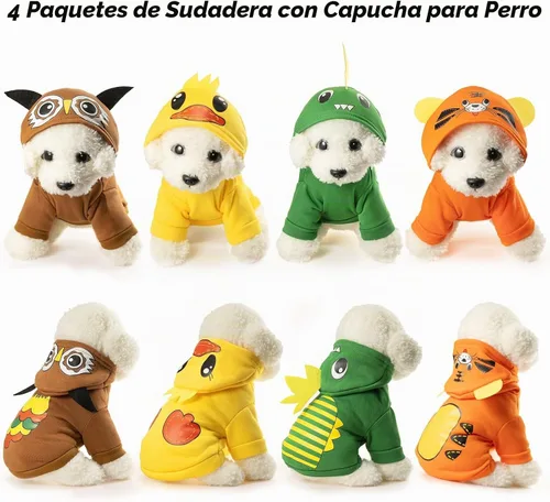 Vista 5 de Weewooday 4 piezas de abrigo de forro polar con capucha para perro, XXL