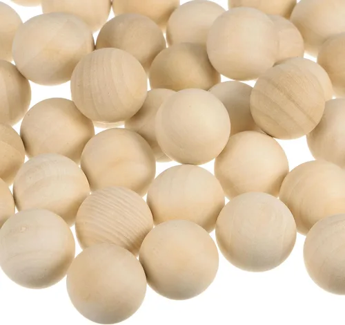 Vista 10 de uxcell 100 bolas redondas de madera maciza de 0.236 in de diámetro, cuentas de madera maciza sin terminar, pequeñas bolas naturales