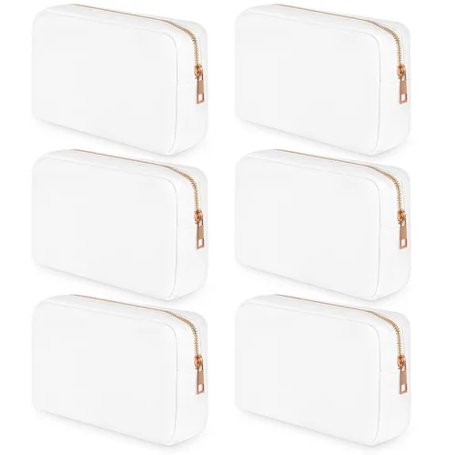 Vista 10 de Sweetude 6 piezas Bolsa de maquillaje de nailon, neceser de viaje con cremallera, bolsa de cosméticos de nailon para bolso, organizador