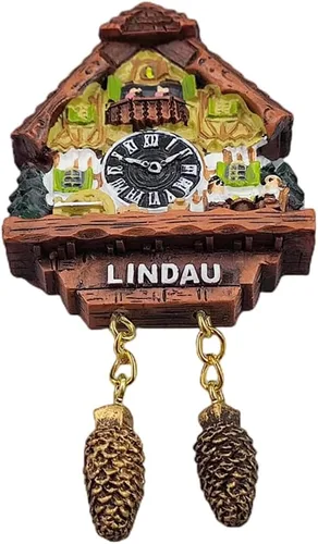 Vista 3 de Lindau Baviera Alemania - Reloj de cuco para nevera, imán 3D, recuerdo de viaje, decoración de nevera, calcomanía magnética, colección