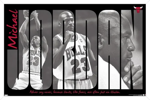 Vista 13 de Trends International Michael Jordan - Póster de pared con texto en inglés "Never Say Never Say Never", 22.4 pulgadas de largo x 14.7 pulgadas